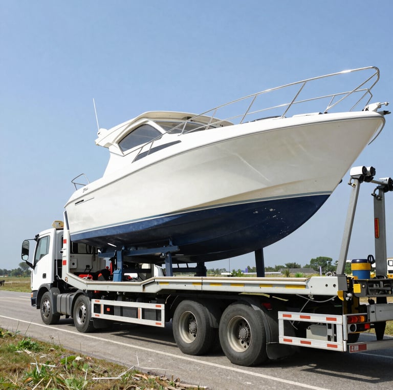white and blue powerboat ahead