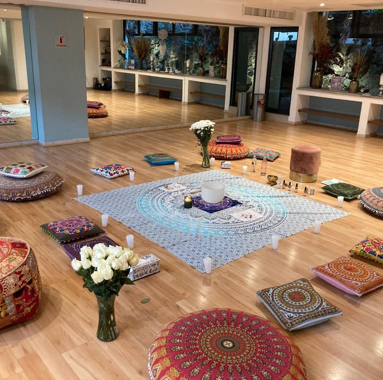 a room with a lot of pillows and pillows