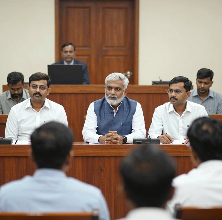 Team members of Rahul Kulkarni & Legal Associates discussing case files around a conference table