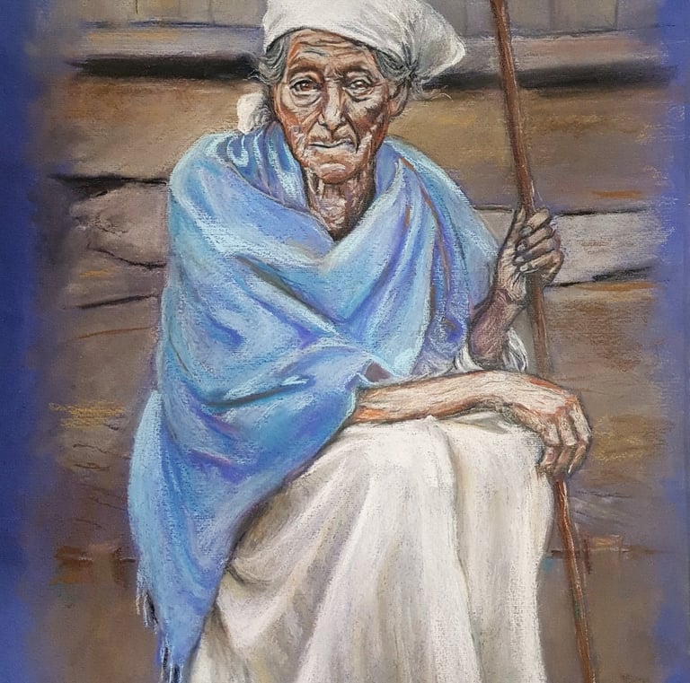 A benzedeira - pastel seco - 2024