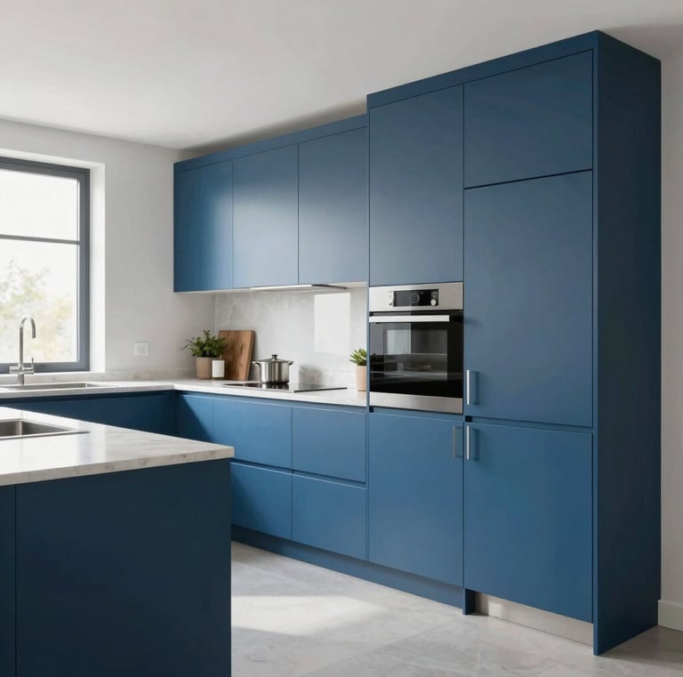 Newly installed wooden flooring in a bright, cozy kitchen space.