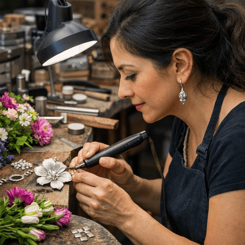 artesana-joyeria-plata-floral-hecha-a-mano-taller-mexicano