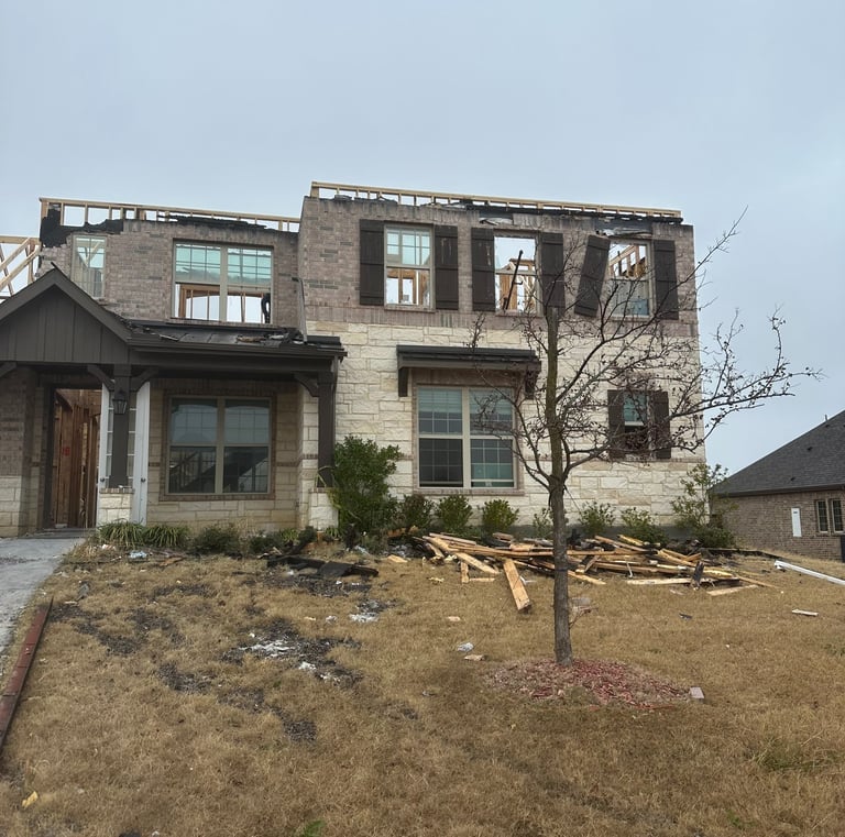 lightning strike fire damage home exterior Sunnyvale TX - Irvin Restoration featured project before