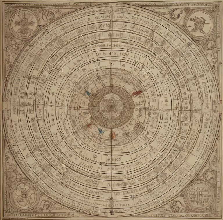 A variety of tarot and oracle cards are laid out on a brown fur rug, accompanied by a set of runes and coins. There's also a pendulum placed nearby. The items suggest a focus on mysticism and divination.