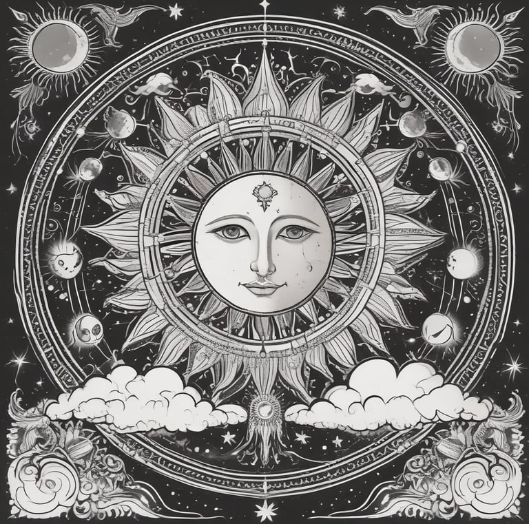 A storefront features a prominently displayed neon sign with the word 'PSYCHIC' in bright red. The window is adorned with red string lights and contains various decorative items, including statues and plants. A poster inside provides additional information on psychic services.