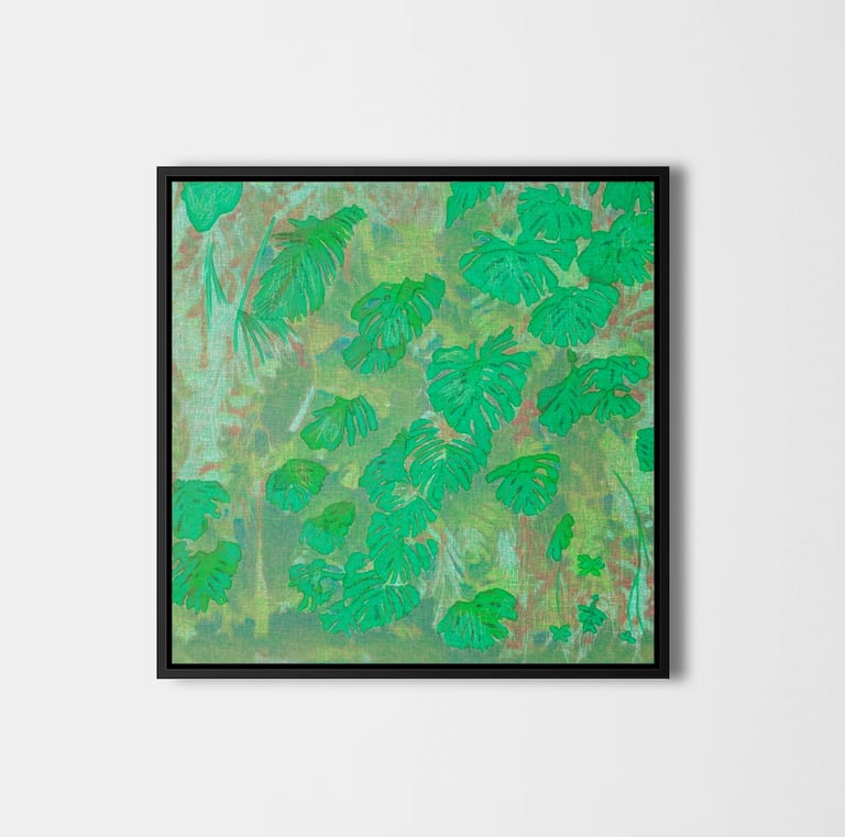 "Garden, obra de arte digital giclée 50x50cm, edição de artista contemporâneo"