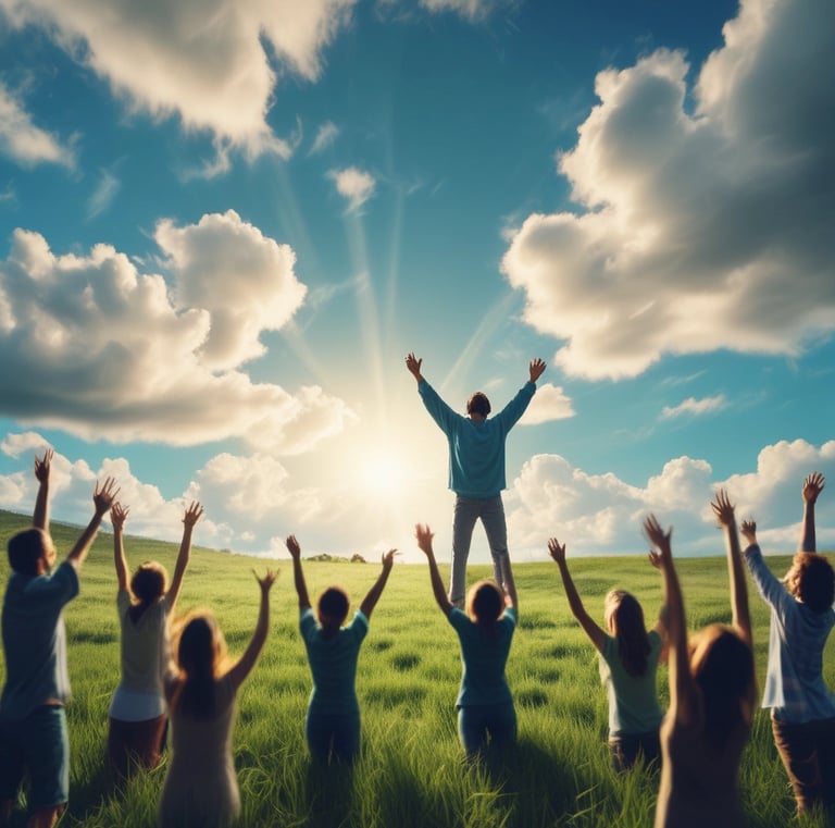 A serene landscape with a cross silhouetted at sunset.