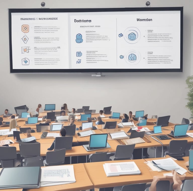 An instructor explaining concepts on a digital whiteboard.