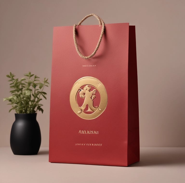 Stylish kraft paper bags displayed in a retail setting.