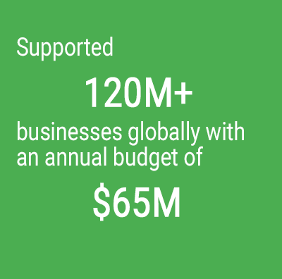 Supported 120M+ businesses globally with an annual budget of $65M