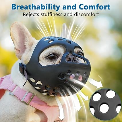  BARKLESS Short Snout Dog Muzzle, Soft Silicone Flat Faced Muzzle for French Bulldog Shih Tzu and Pu