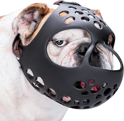 BARKLESS Short Snout Dog Muzzle, Soft Silicone Flat Faced Muzzle for French Bulldog Shih Tzu and Pug