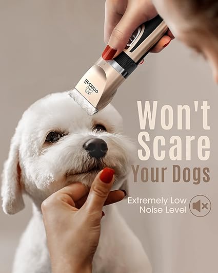  oneisall Dog Clippers Low Noise, 2-Speed Quiet Dog Grooming Kit Rechargeable Cordless Pet Hair Clip