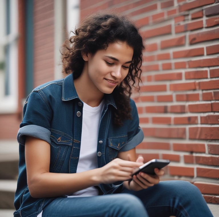 An open notebook with handwritten notes is placed on a wooden table next to a smartphone. The notes appear to focus on personal development and creative values. A partially visible laptop is in the background, creating a workspace setting.