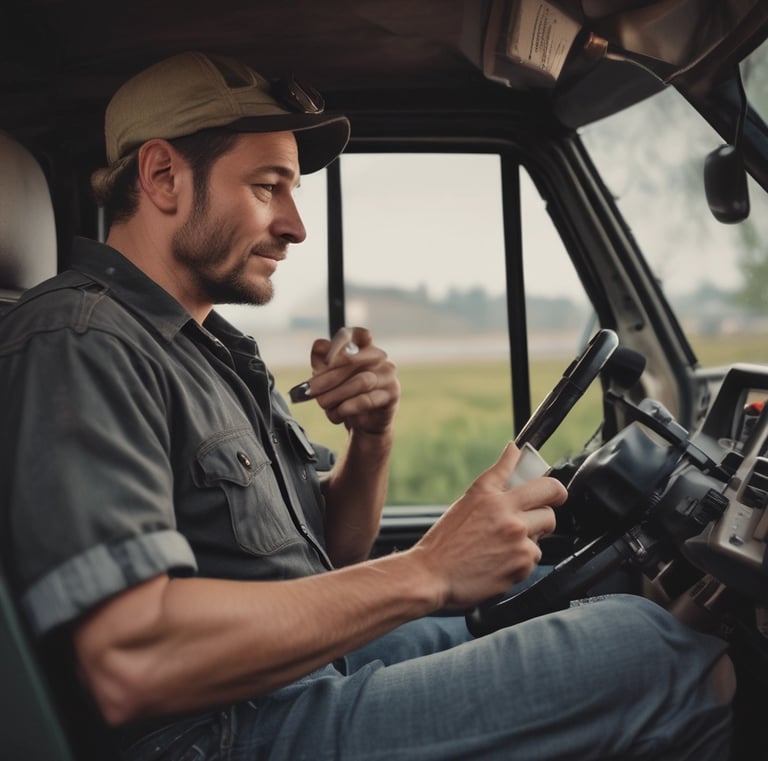 A journal with a simple design of a white branch and leaves on a brown cover rests on a table. Next to it, a box of stationery supplies, including tape and colored circles, is visible. A pen is tucked into the journal, which sits on top of a closed burgundy folder.