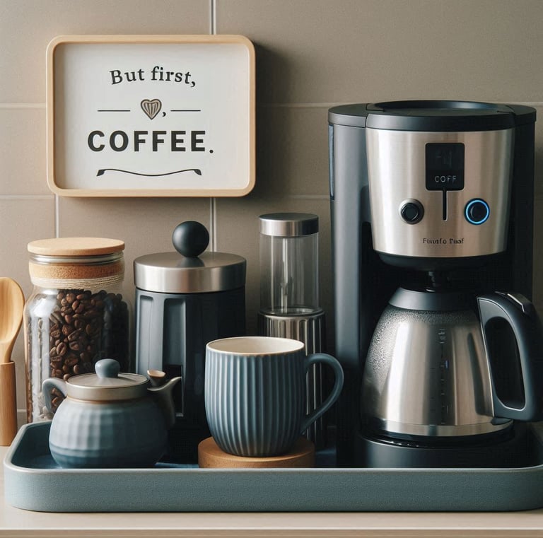Functional Coffee Station with Accessories (Focus: Functional Setup)
