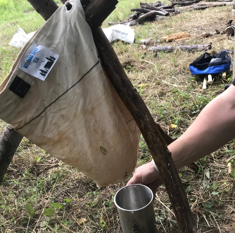 Straining water with a MilBank bag