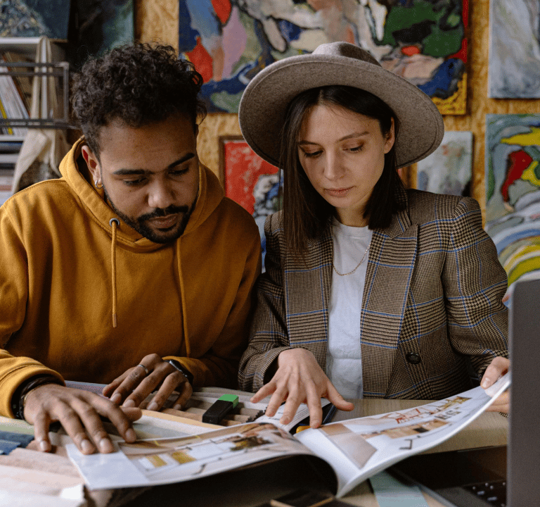 Creative professionals collaborating in a studio setting