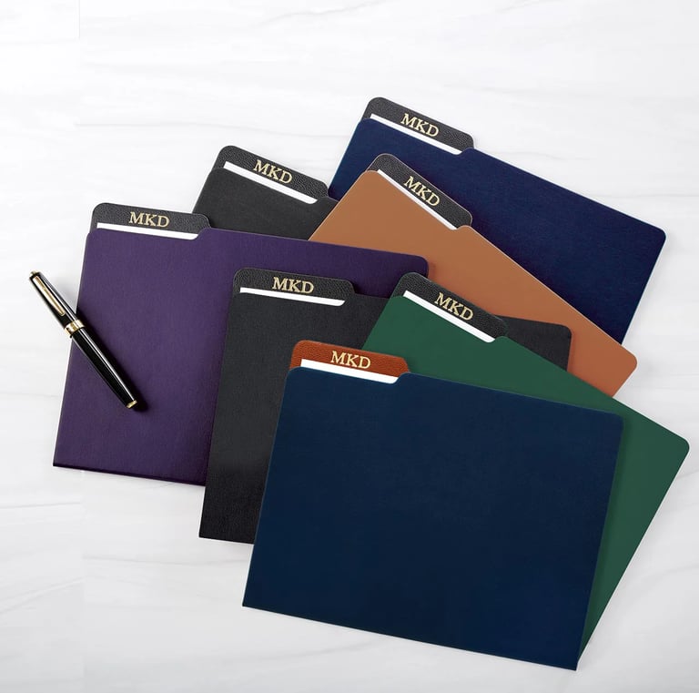 Luxe file folders in various colors
