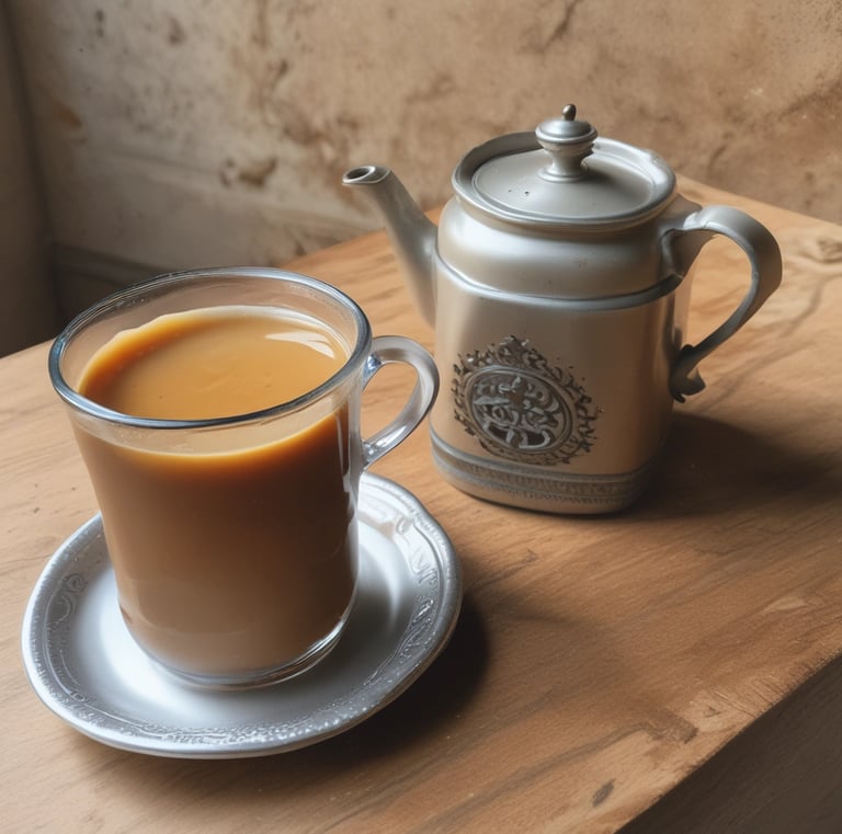 A cup of steaming tea with a slice of lemon on the side.