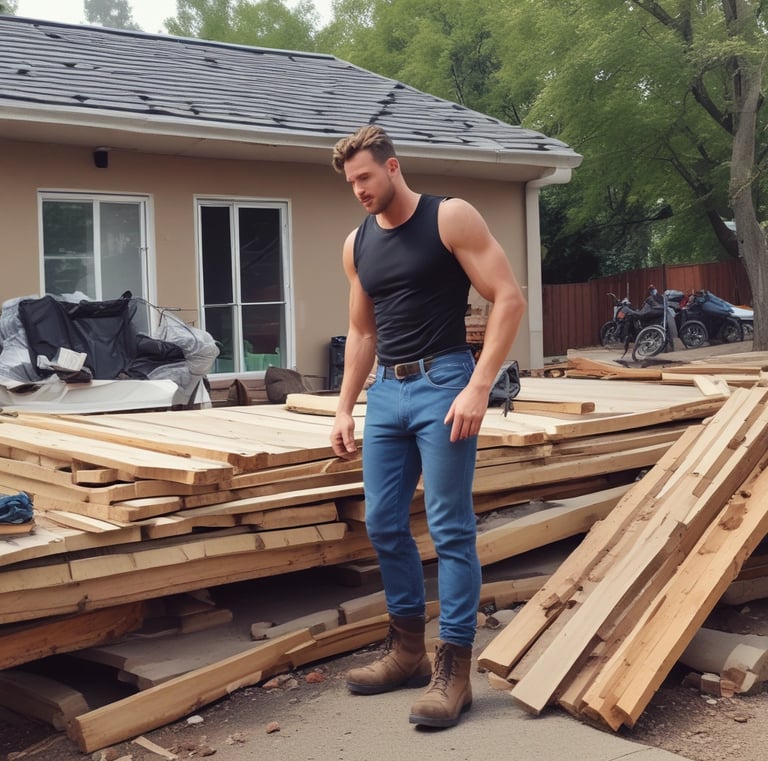 A before-and-after image showcasing a post-construction cleanup.