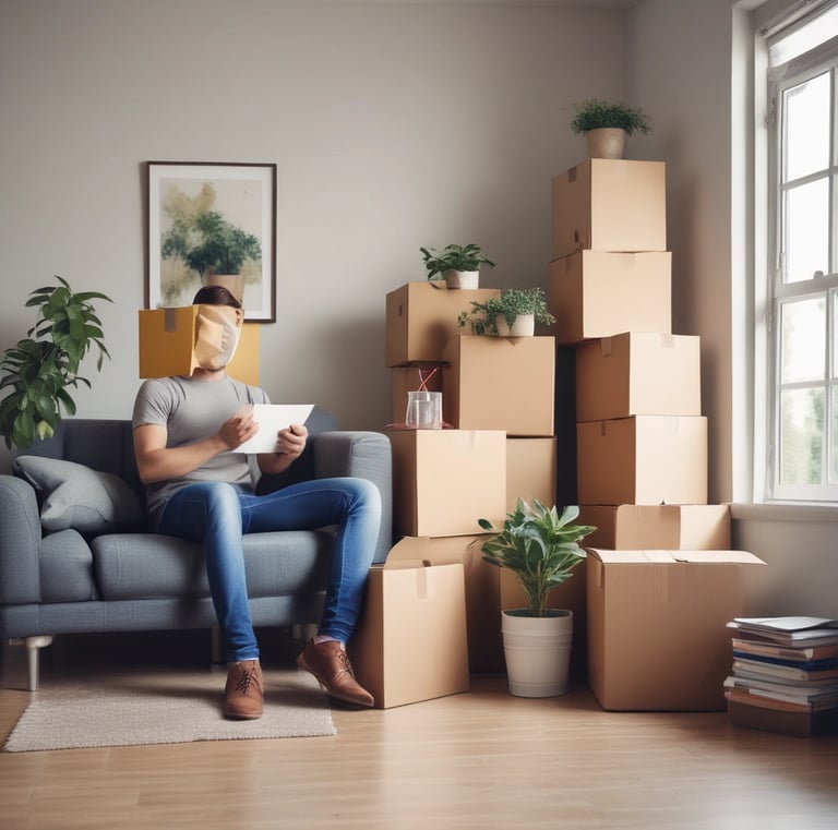 Professional movers loading furniture into a close body container truck.