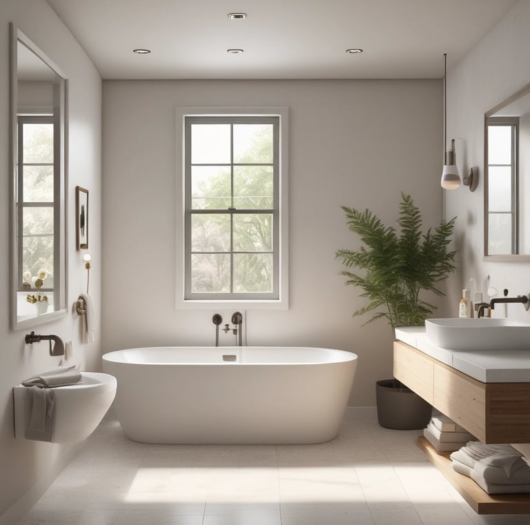 Luxurious living room with deep navy walls, gold accents, and minimalist Asian-inspired furniture.