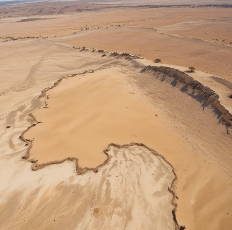 A cold storage unit nestled in arid land, showcasing energy-efficient design.