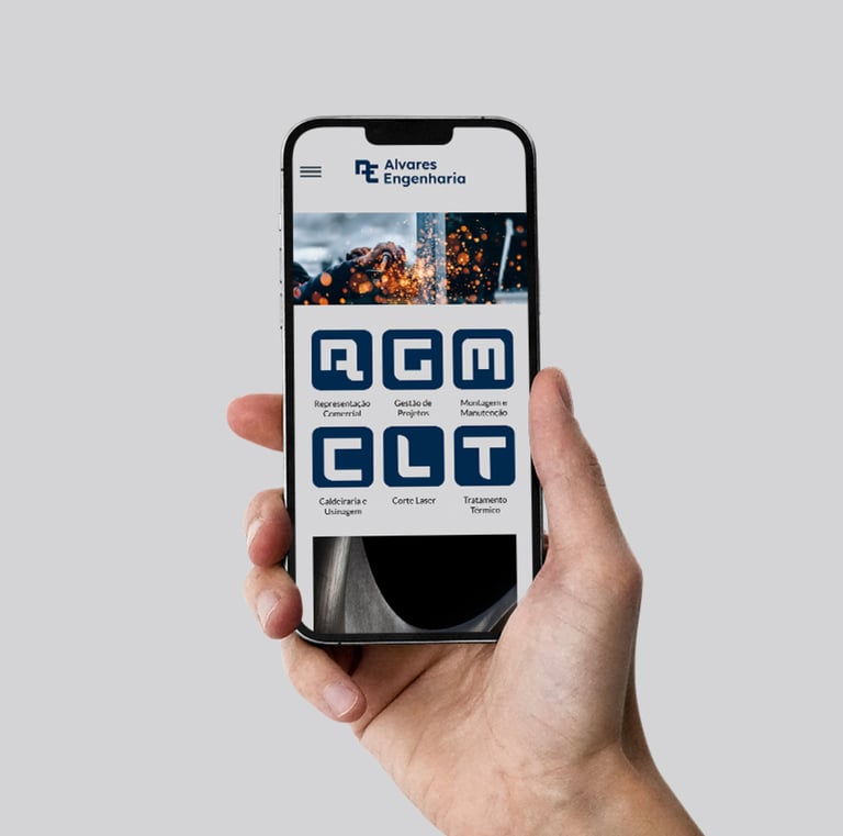 celular com icones do site alvares engenharia