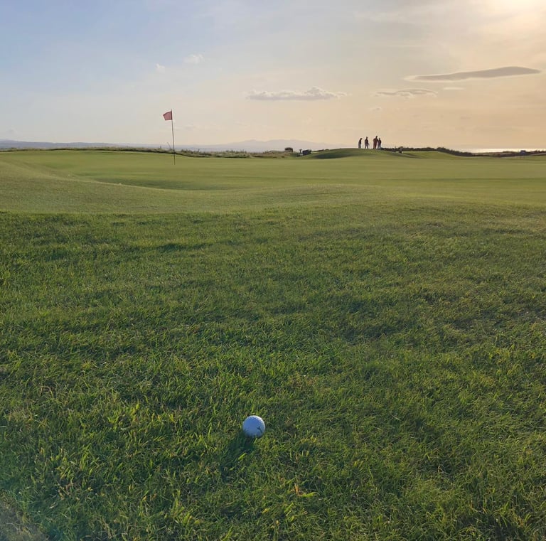 a golf ball lying in semi rough