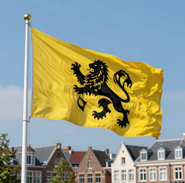 Our cleaning crew in action, wearing uniforms with the Flanders lion emblem