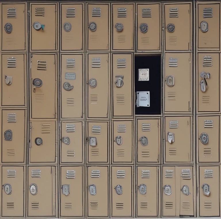 A family happily storing their bags in a locker near a popular tourist spot.