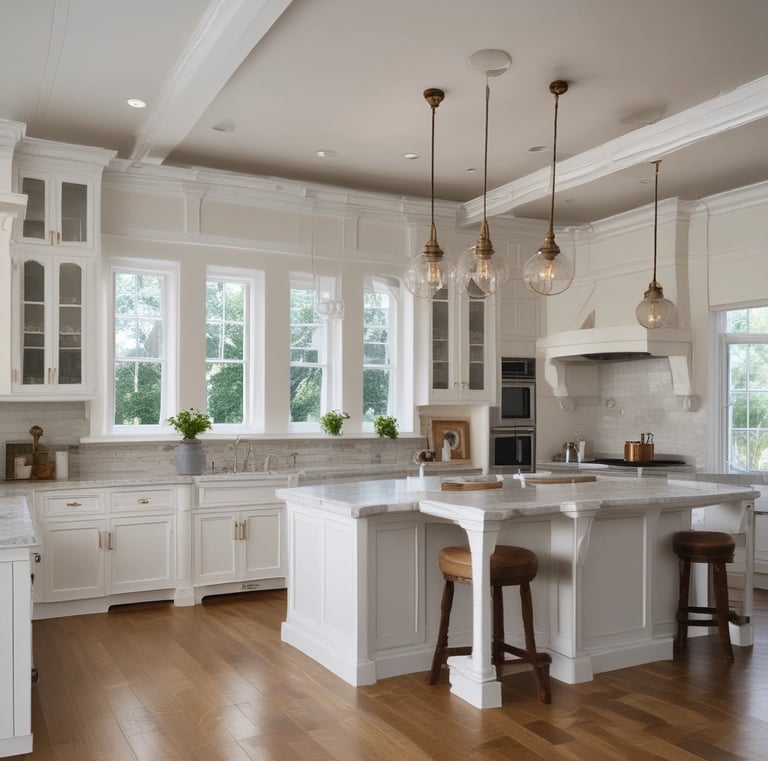 Wall outlet replacement in a kitchen with fresh white paint and clean edges.