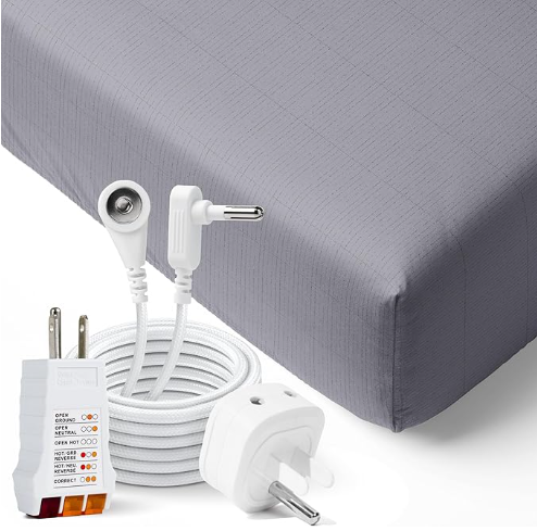 GOTS organic GroundLuxe grounding sheet fitted on bed silver fiber for non-toxic earthing for sleep