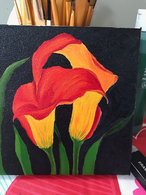 Two Red and Yellow Flowers