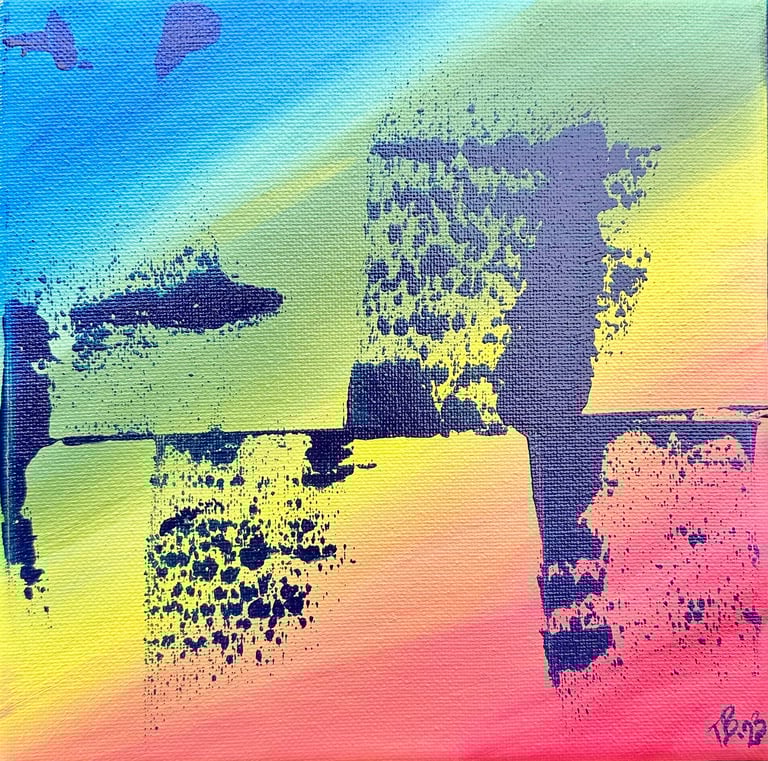 Sillhouette on Rainbow Background Painting