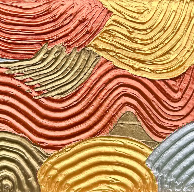 Textured Metallic Wave Pattern Painting
