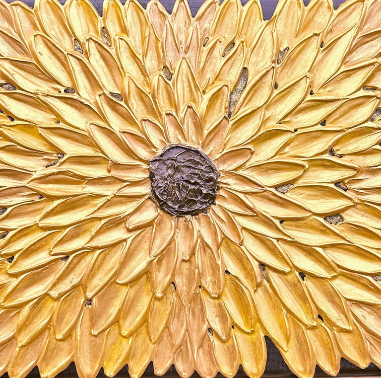 Large Textured Sunflower Painting