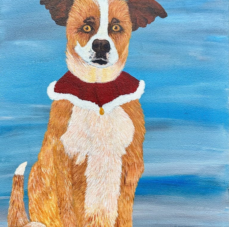 Portrait of Dog During Christmas Painting