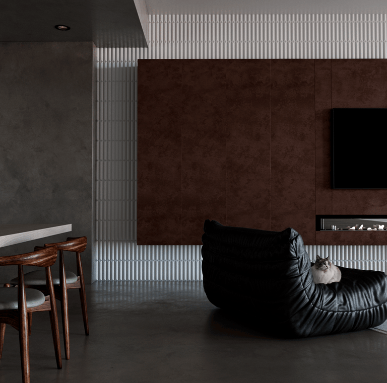 salon cocina con sillon y gato encima