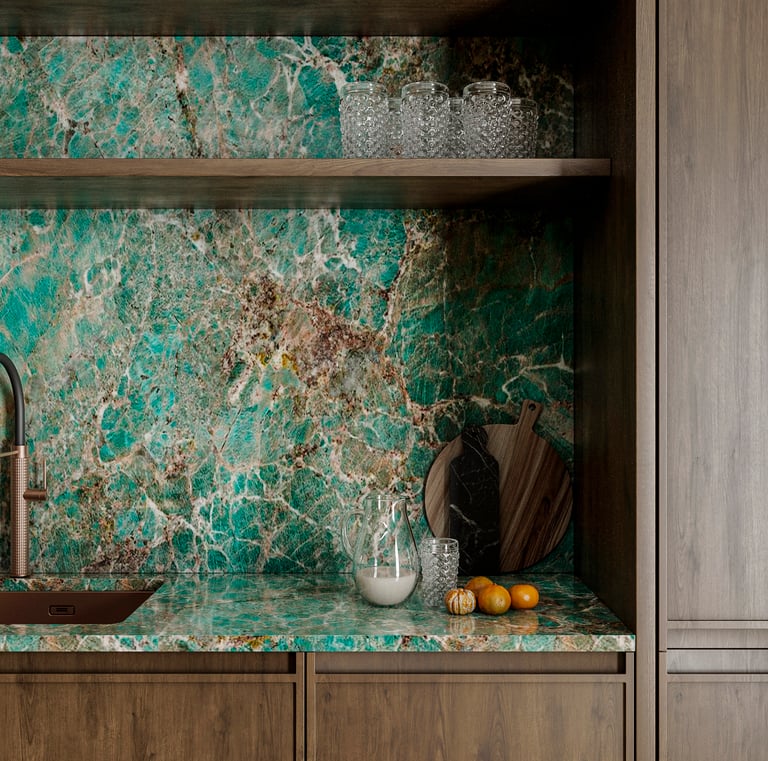 a kitchen counter top with a sink and a sink