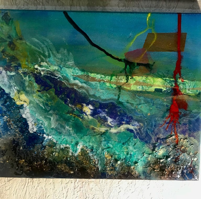Mixed media. Acrylic, epoxy rein, inks.