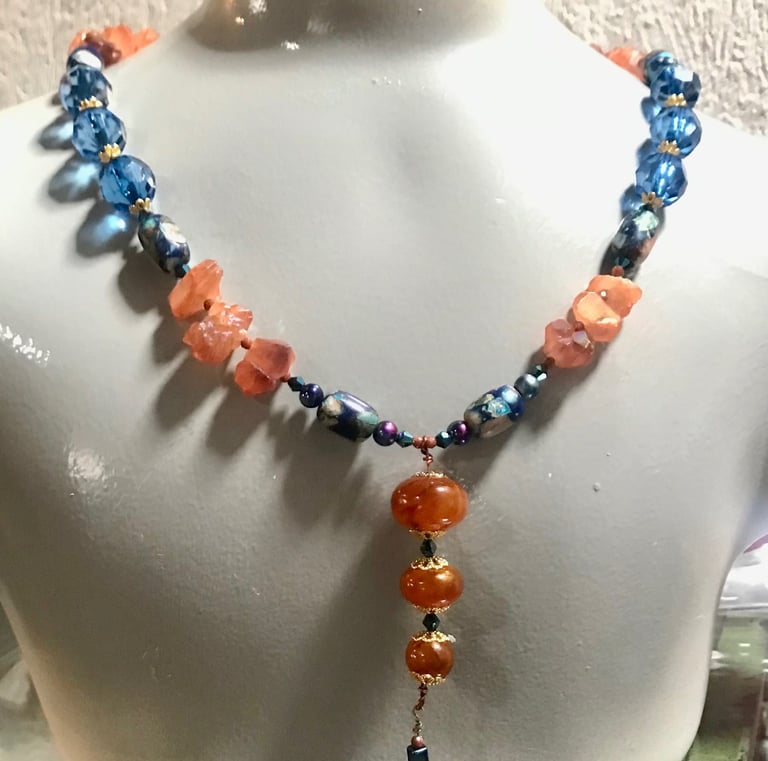 Necklace, beads, wire