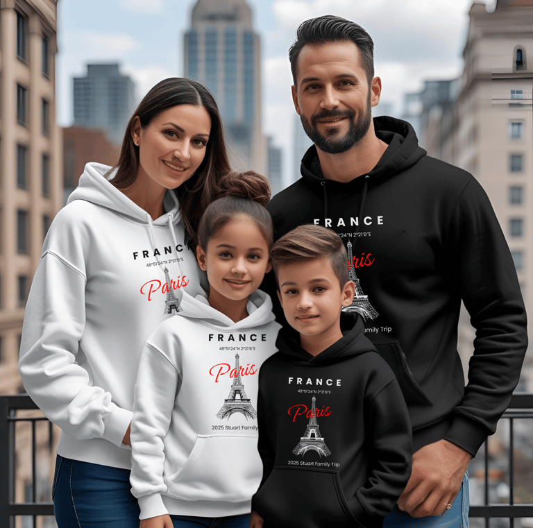 voyage en famille, chacun son Sweat Shirt! (family trip)