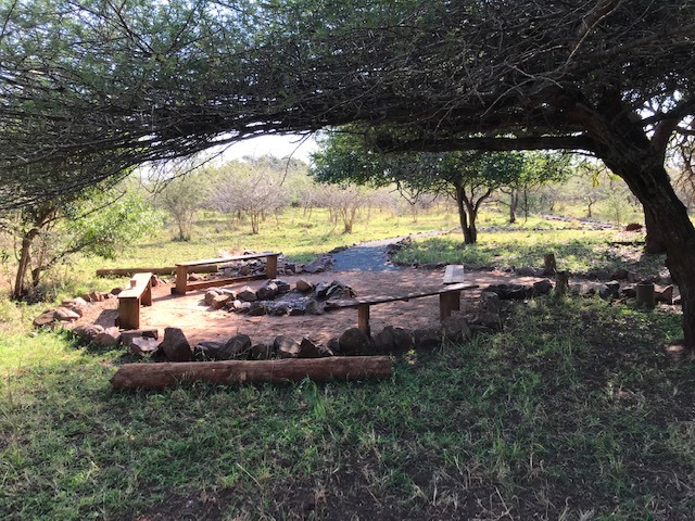 Firepit braai area for self catering glamping tents at Albizia camp in Hluhluwe