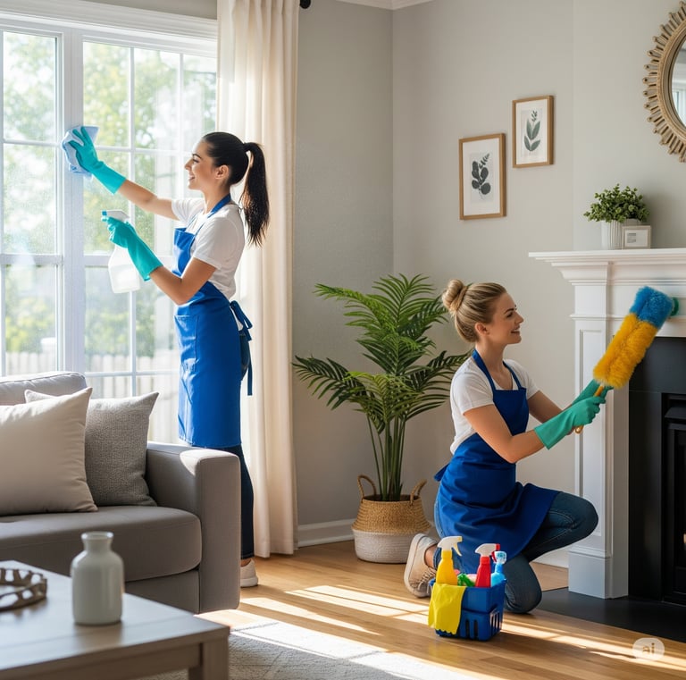Home being cleaned by two girls from WNY Home Cleaners