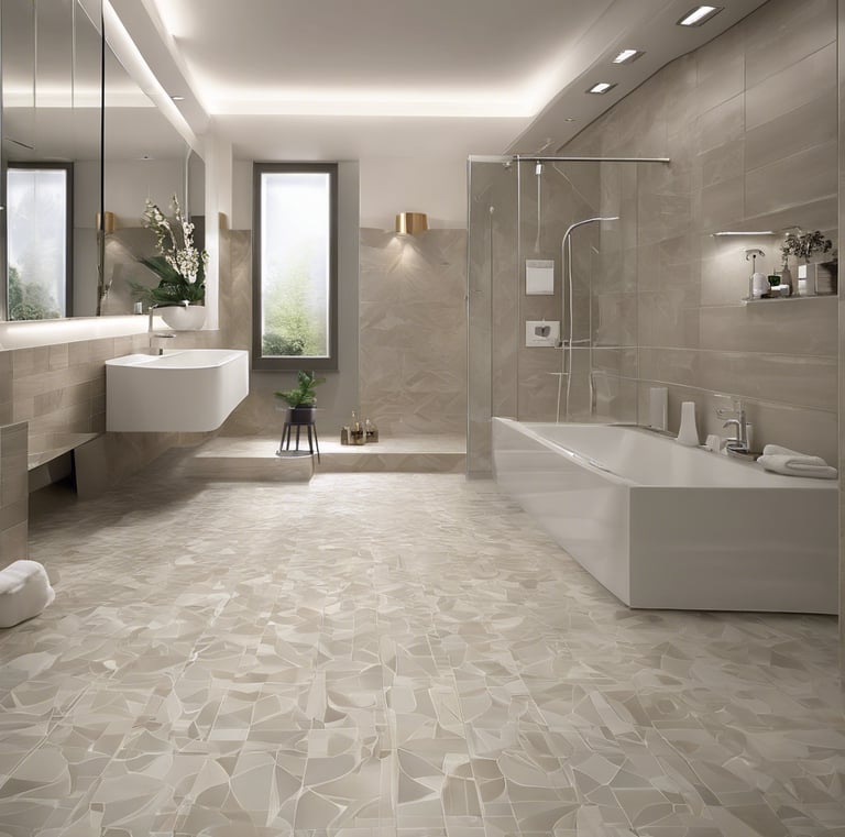 teal, purple, and brown tile