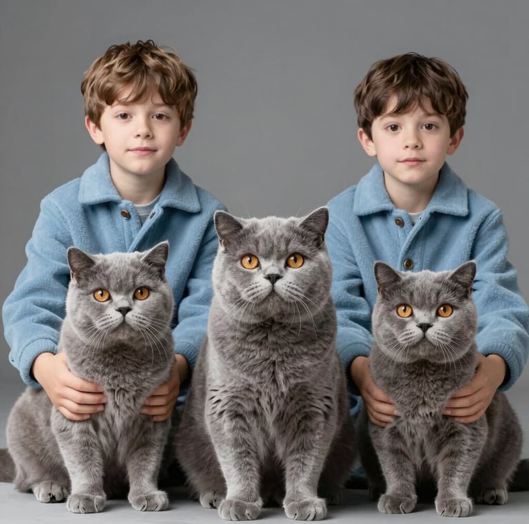 A cozy British Shorthair kitten nestled in a soft blanket, looking curiously at the camera.