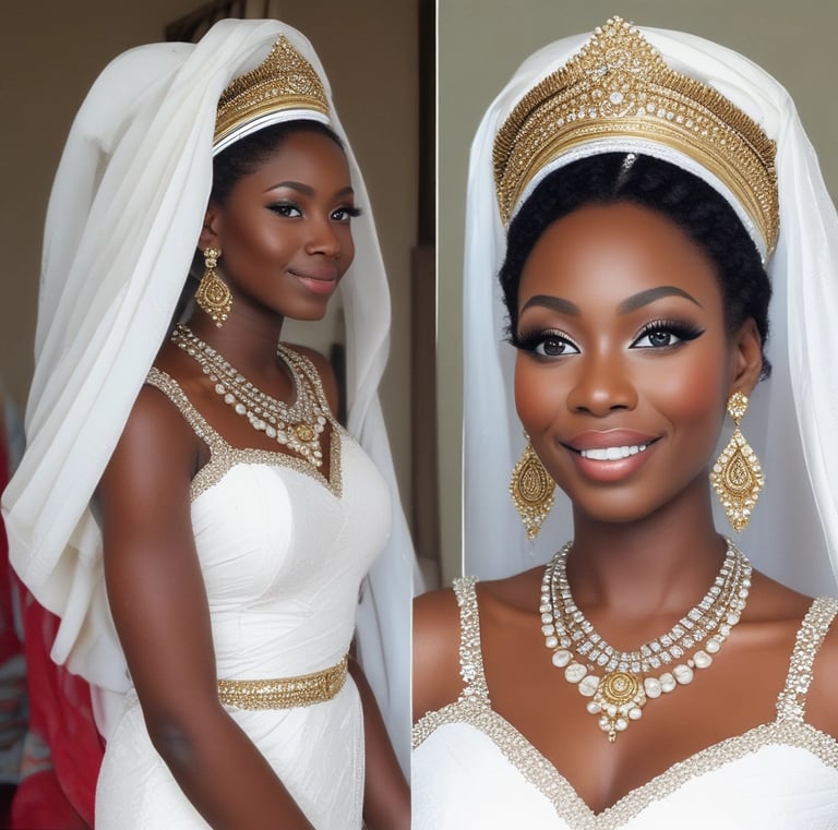 Traditional bridal makeup with bold lips and classic eyeliner on a joyful bride.
