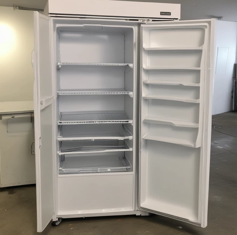 A storefront with large glass windows and multiple signs displaying 'revendo'. Inside, there are visible chairs, plants, and shelves. A poster on the window features the words 'Sell. Repair. Buy.' along with an image of a hand interacting with an electronic device.